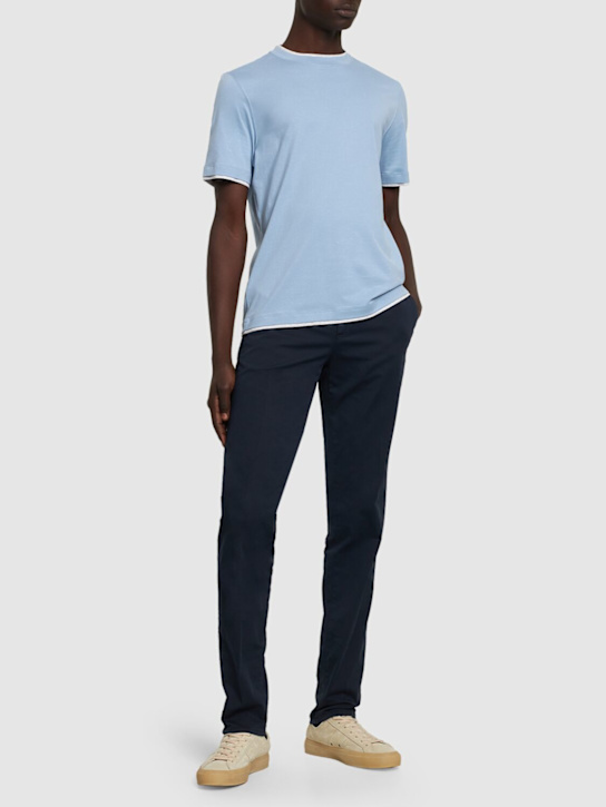 Brunello Cucinelli: Layered cotton jersey solid t-shirt - men_1 | Luisa Via Roma