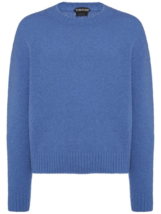Tom Ford: Alpaca blend crewneck sweater - Ultramarine - men_0 | Luisa Via Roma