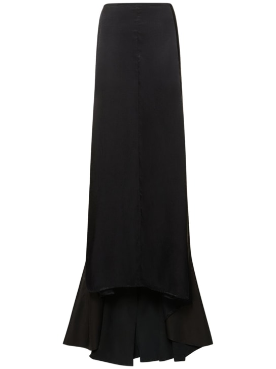 Ludovic de Saint Sernin: 绸缎中腰长款半身裙 - 黑色 - women_0 | Luisa Via Roma