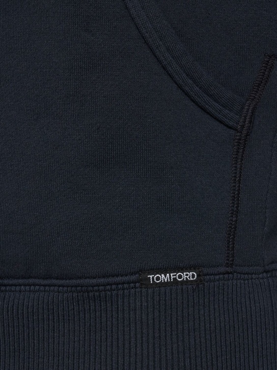 Tom Ford: Vintage garment zip hoodie - Space Blue - men_3 | Luisa Via Roma