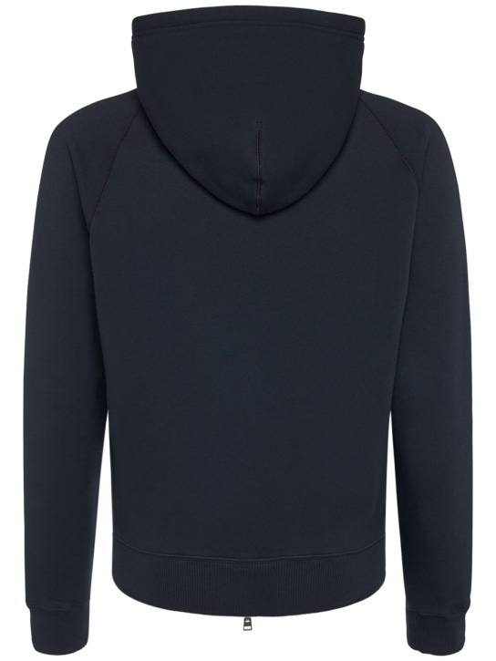 Tom Ford: Vintage garment zip hoodie - Space Blue - men_4 | Luisa Via Roma