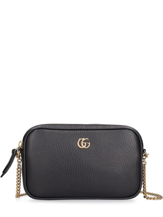 Gucci: Mini GG Marmont leather shoulder bag - Siyah - women_0 | Luisa Via Roma