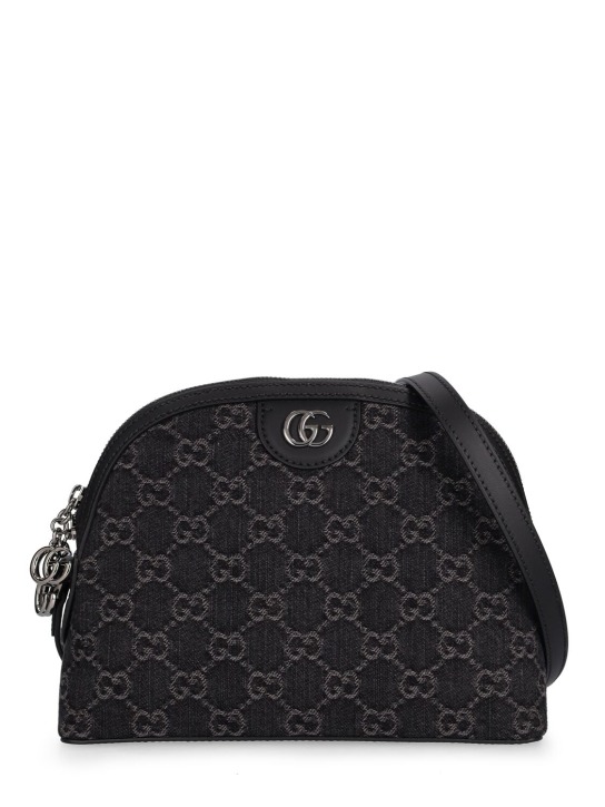 Gucci: Small Ophidia GG Denim shoulder bag - Siyah/Gri - women_0 | Luisa Via Roma