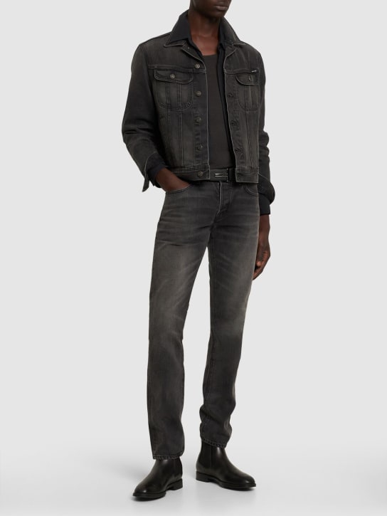 Tom Ford: Aged black wash slim fit jeans - Black - men_1 | Luisa Via Roma