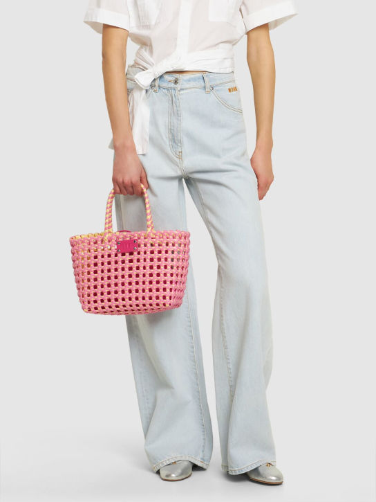 MSGM: Small waved bucket bag - Pink/Yellow - women_1 | Luisa Via Roma