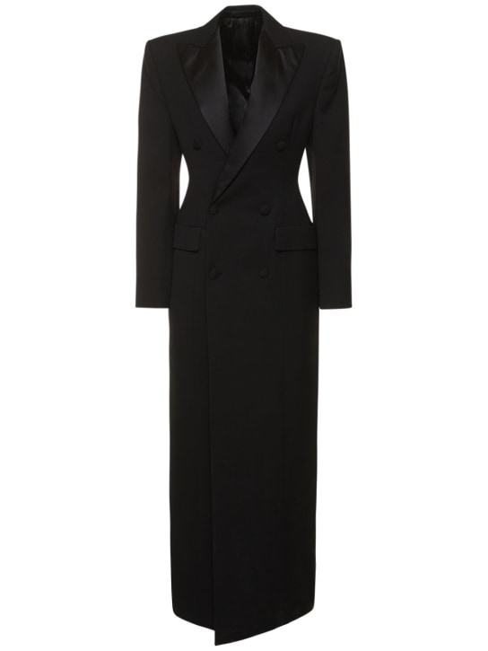 Wardrobe.nyc: Sculpted wool long coat - Black - women_0 | Luisa Via Roma