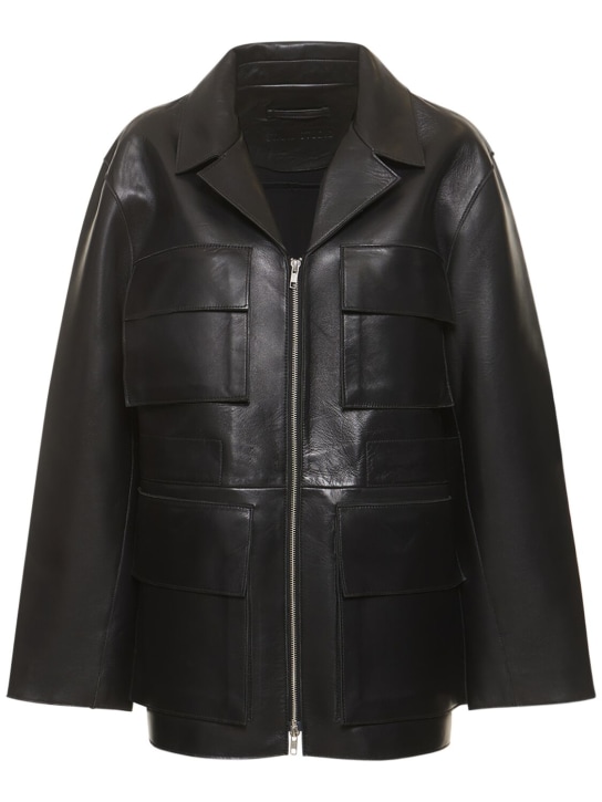 Stand Studio: Rumi four pocket leather zip jacket - women_0 | Luisa Via Roma