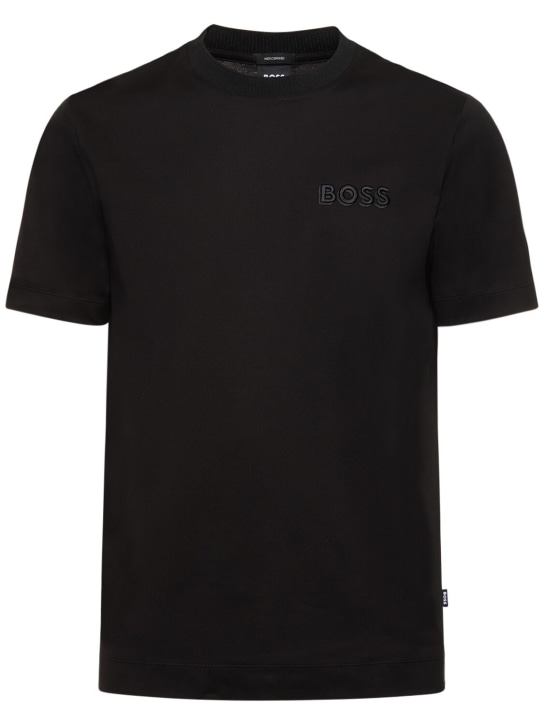 Boss: Tiburt 423 コットンTシャツ - ブラック - men_0 | Luisa Via Roma