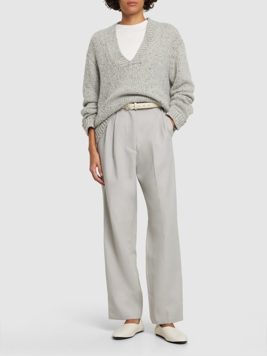 The Frankie Shop: Bea pleated tech twill pants - Grey - women_1 | Luisa Via Roma