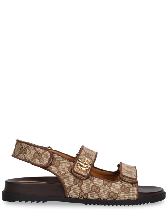 Gucci: 35mm Double G canvas sandals - Ebony - women_0 | Luisa Via Roma