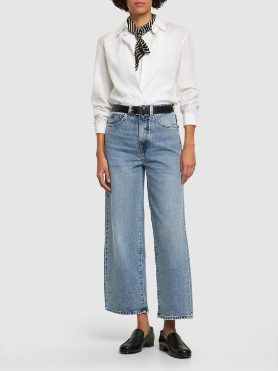 Toteme: Organic cotton denim flared jeans - Mavi - women_1 | Luisa Via Roma
