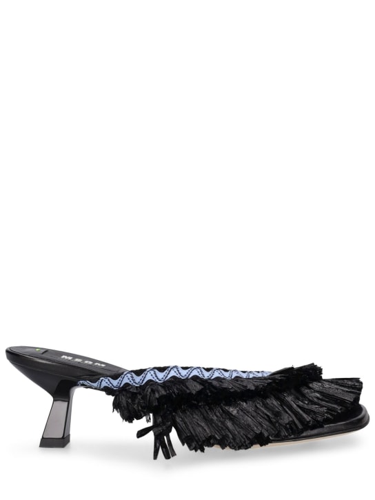 MSGM: 50mm Raffia thong sandals - Black - women_0 | Luisa Via Roma