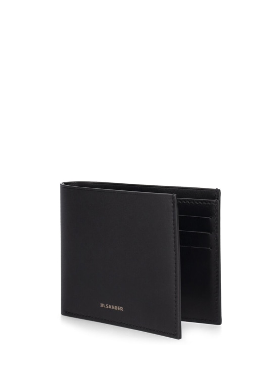 Jil Sander: Logo bifold leather wallet - Black - men_1 | Luisa Via Roma