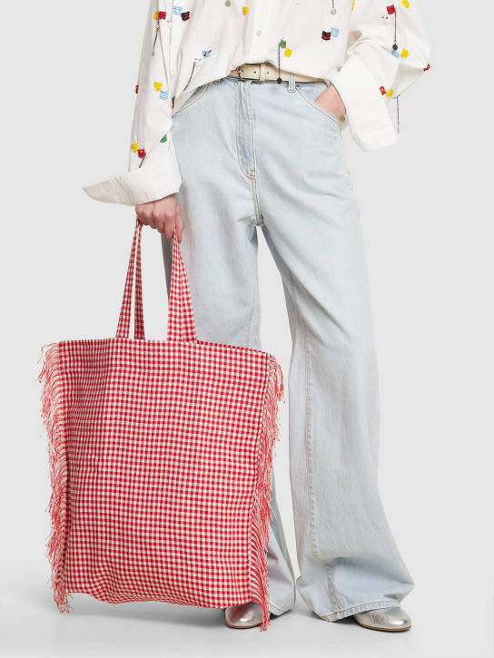 MSGM: Maxi tote cotton bag - Red - women_1 | Luisa Via Roma