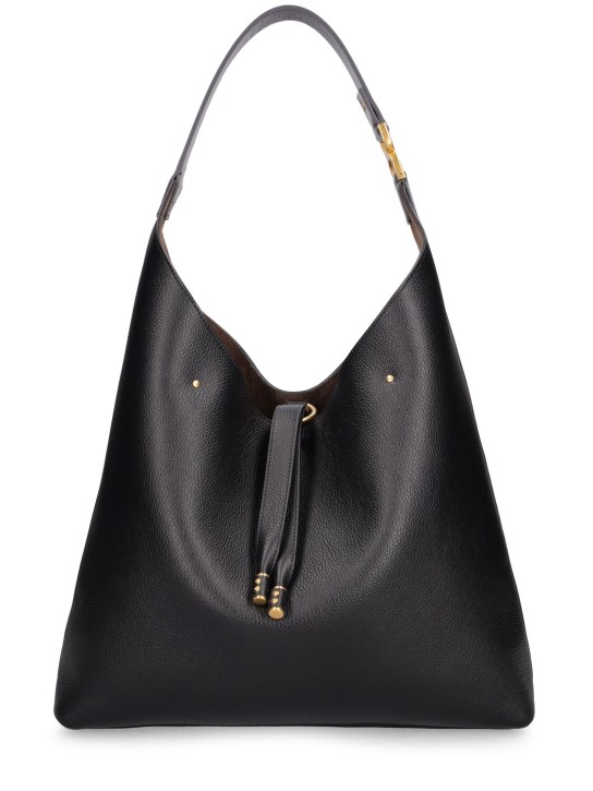 Chloé: Marcie leather tote bag - Siyah - women_0 | Luisa Via Roma