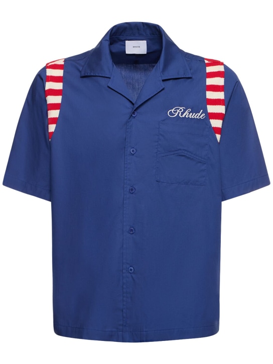RHUDE: America Spirit poplin shirt - Navy - men_0 | Luisa Via Roma