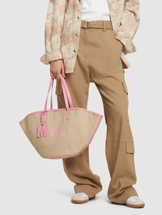 MSGM: 帆布购物包 - 粉色 - women_1 | Luisa Via Roma