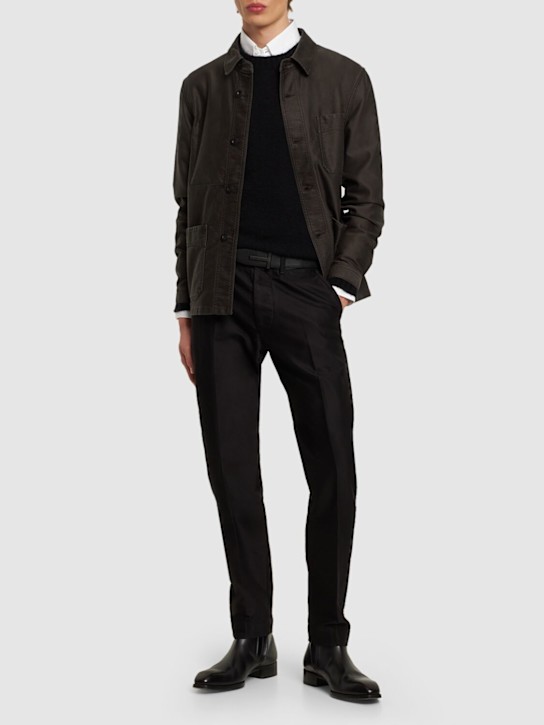 Tom Ford: Compact cotton chino pants - men_1 | Luisa Via Roma