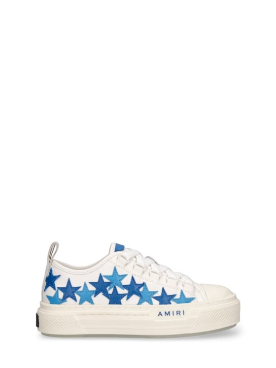 Amiri: Sneakers à lacets en toile de coton imprimé - Blanc/Bleu - kids-girls_0 | Luisa Via Roma