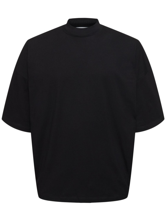 Jil Sander: T-shirt boxy fit in jersey di cotone - Nero - men_0 | Luisa Via Roma
