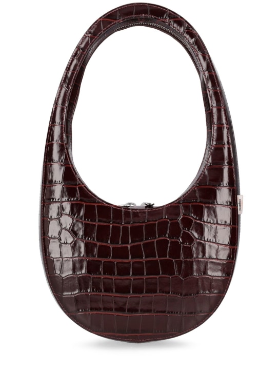 Coperni: Swipe embossed leather shoulder bag - Kahverengi - women_0 | Luisa Via Roma