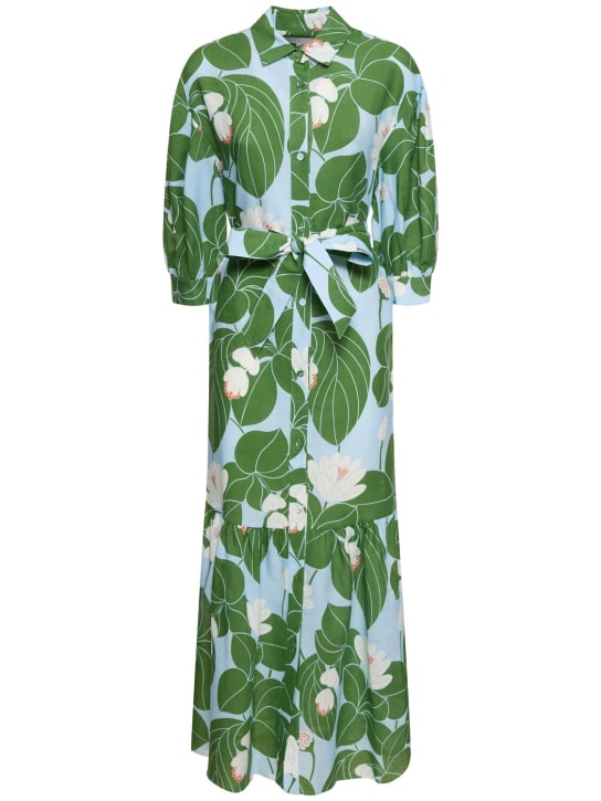 Borgo De Nor: Bianca print cotton & linen long dress - Multicolor - women_0 | Luisa Via Roma