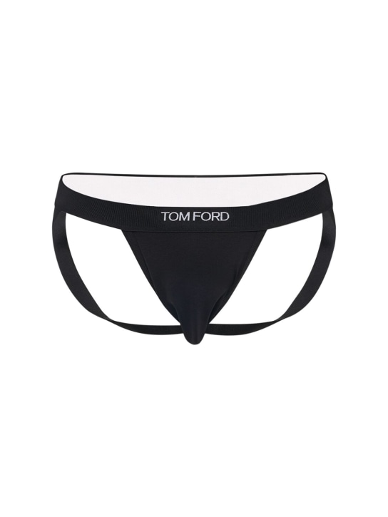 Tom Ford: Slip en jersey de coton - Noir - men_0 | Luisa Via Roma