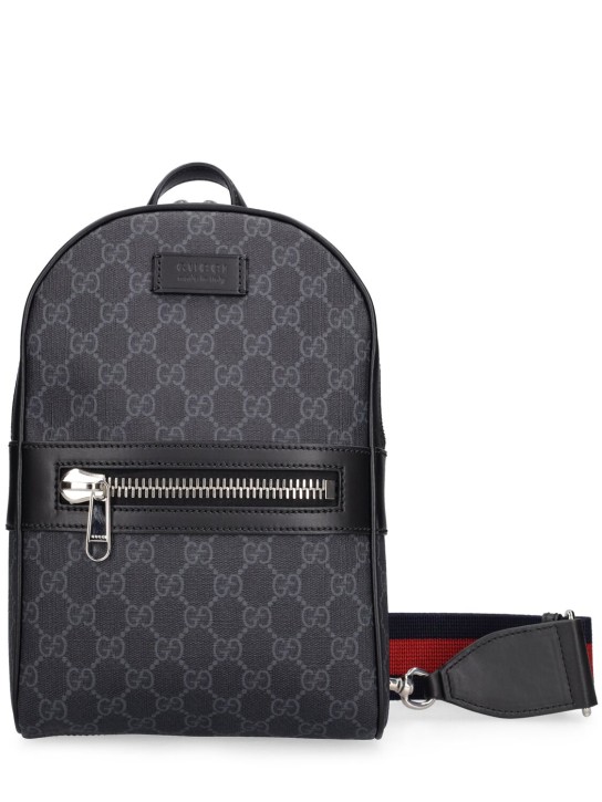 Gucci: GG Supreme crossbody bag - Siyah - men_0 | Luisa Via Roma