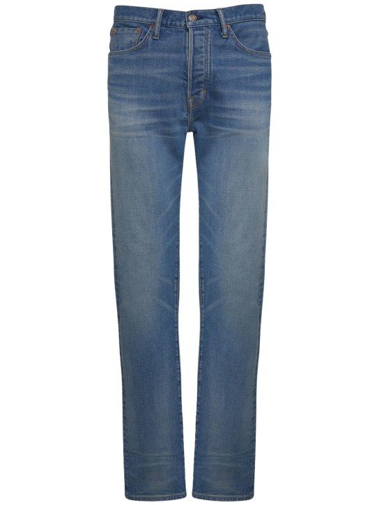 Tom Ford: Jeans de sarga de denim - Azul Lavado - men_0 | Luisa Via Roma