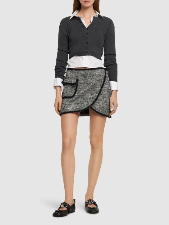 MSGM: Minifalda cruzada de algodón - Blanco Opaco//Negro - women_1 | Luisa Via Roma