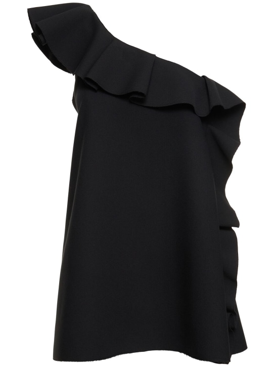 MSGM: One-shoulder ruffled mini dress - Siyah - women_0 | Luisa Via Roma