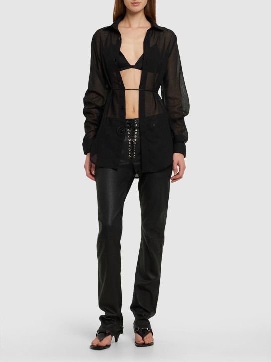 Ludovic de Saint Sernin: Wool blend voile lace-up shirt - women_1 | Luisa Via Roma