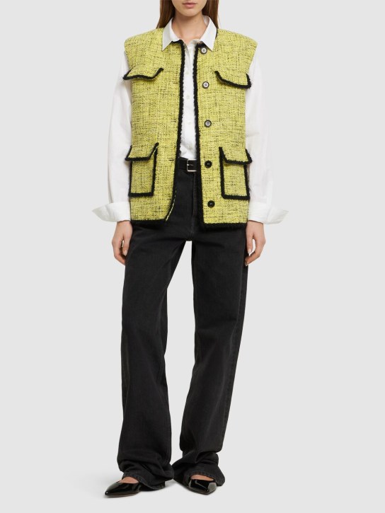 MSGM: Cotton vest w/pockets - Sarı/Siyah - women_1 | Luisa Via Roma