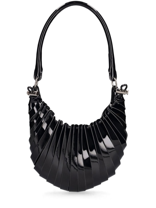 Coperni: Mini Petal patent leather top handle bag - Black - women_0 | Luisa Via Roma