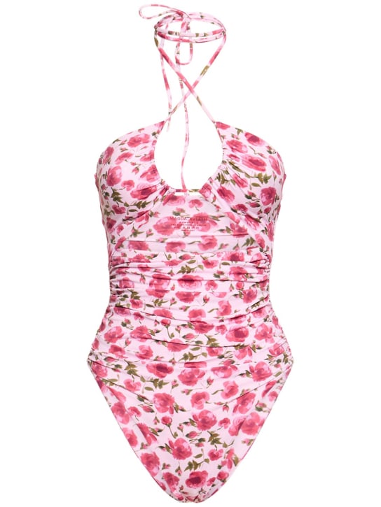 Magda Butrym: Printed one piece swimsuit - Pink - women_0 | Luisa Via Roma