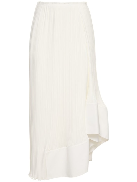 Lanvin: 高腰打褶迷笛半身裙 - 白色 - women_0 | Luisa Via Roma