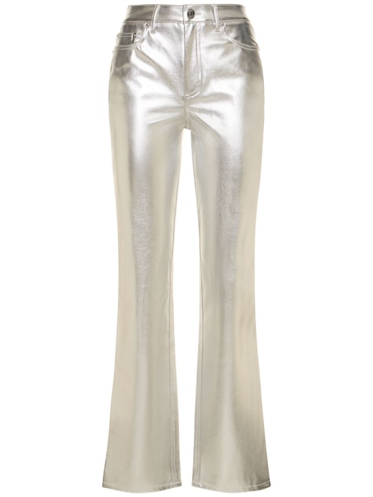 Staud: Chisel faux leather straight pants - Silver - women_0 | Luisa Via Roma