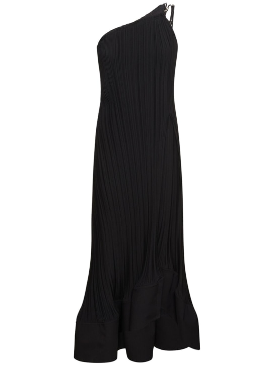 Lanvin: Vestido largao plisado de viscosa - Negro - women_0 | Luisa Via Roma
