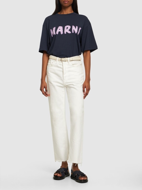 Marni: Logo大廓型棉质平纹针织T恤 - women_1 | Luisa Via Roma