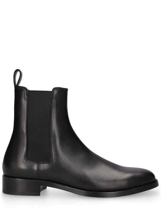 The Row: Dallas leather boots - Siyah - men_0 | Luisa Via Roma