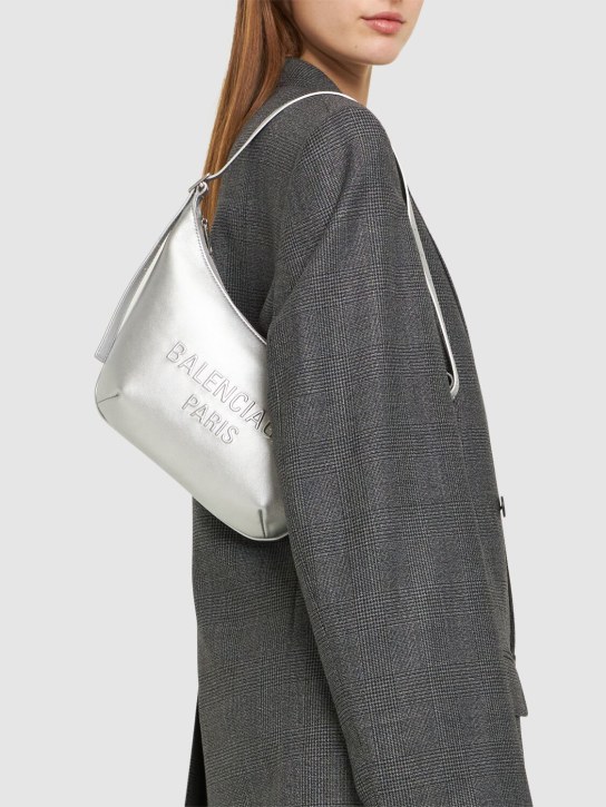 Balenciaga: Mini Mary-Kate smooth leather sling bag - Silver - women_1 | Luisa Via Roma