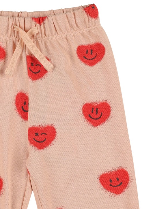 Molo: Pantalon en coton biologique imprimé cœurs - Rose - kids-girls_1 | Luisa Via Roma