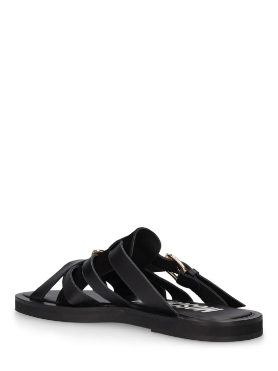Moschino: Leather sandals - Black - men_2 | Luisa Via Roma