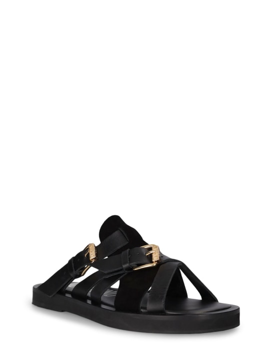 Moschino: Leather sandals - Black - men_1 | Luisa Via Roma