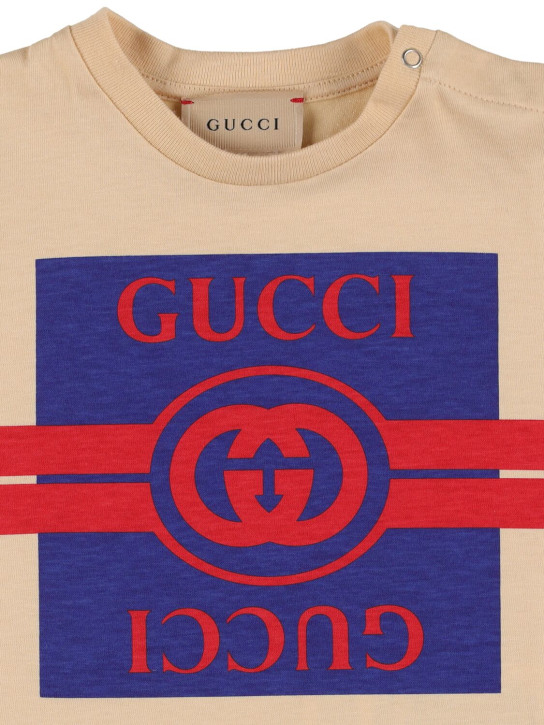 Gucci: コットンジャージーTシャツ - クリーム/マルチカラー - kids-boys_1 | Luisa Via Roma