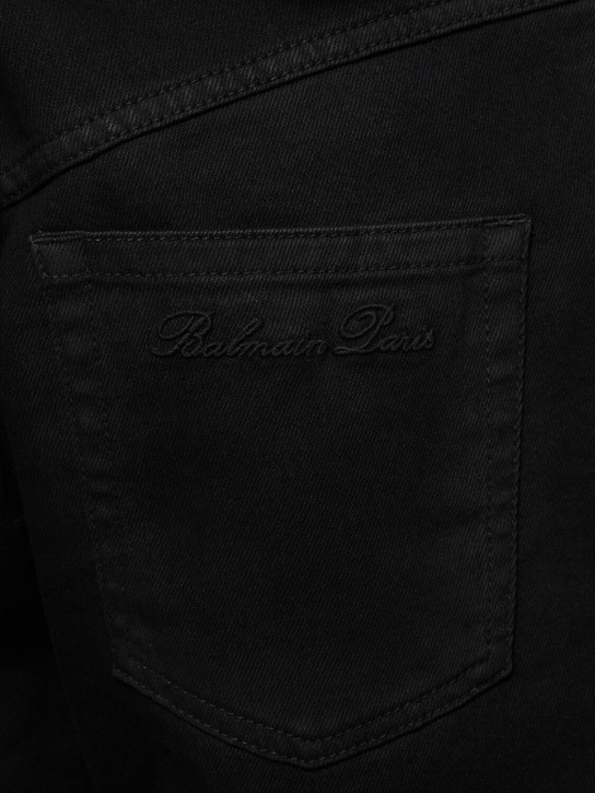 Balmain: Regular cotton denim pants - Black - men_3 | Luisa Via Roma