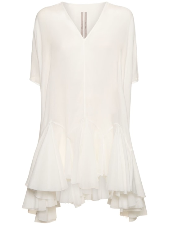 Rick Owens: New Divine ruffled cotton mini dress - White - women_0 | Luisa Via Roma