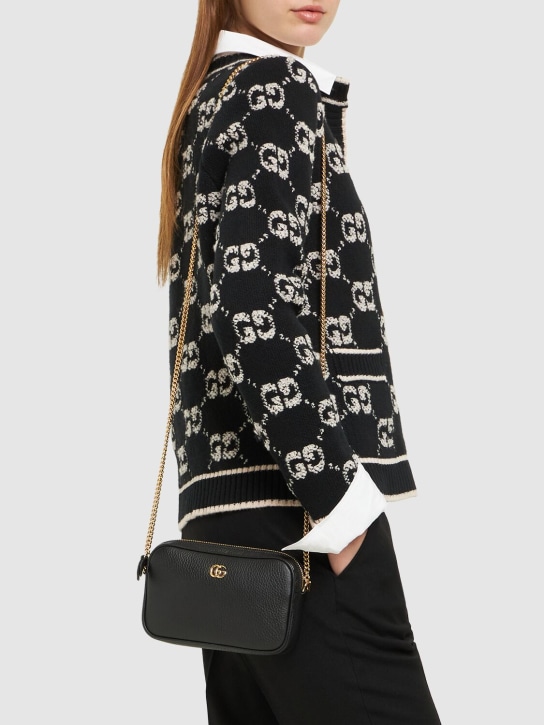 Gucci: Sac porté épaule format mini en cuir GG Marmont - Noir - women_1 | Luisa Via Roma