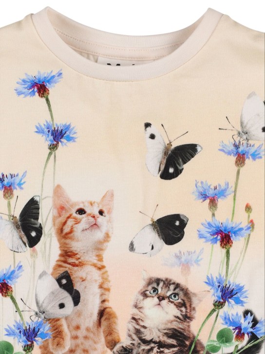 Molo: T-shirt en coton biologique imprimé chats - Blanc/Multi - kids-girls_1 | Luisa Via Roma