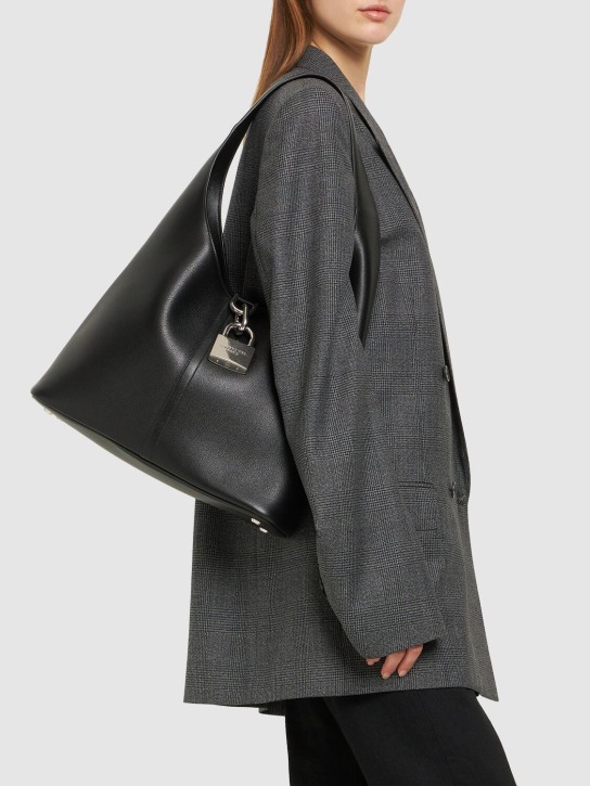 Balenciaga: Medium Locker North-south leather bag - Siyah - women_1 | Luisa Via Roma